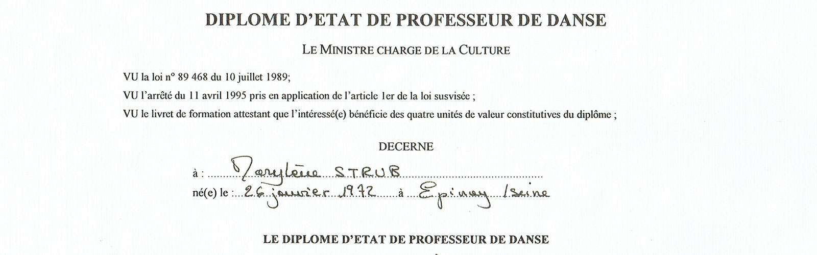 Marylène Strub - Diplôme d'État de Professeur de Danse Marylène Strub - Diplôme d'État de Professeur de Danse